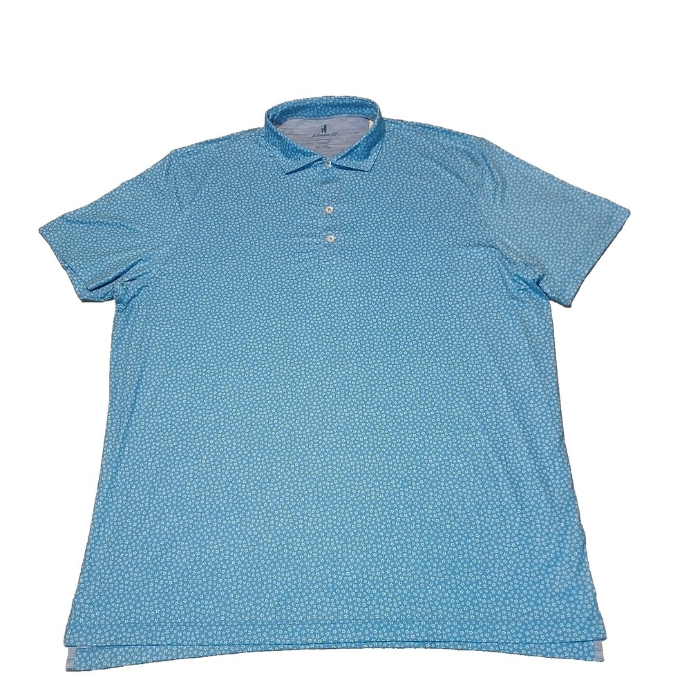 NWT XL Johnnie O Polo Shirt Mens Blue Plumeria Featherweight MSRP $110